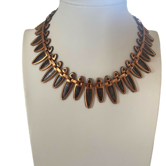 Matisse Jewelry - VTG Matisse Renoir copper black enamel necklace MCM mid century Nefertiti